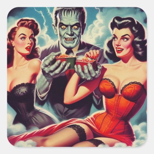  Horror Pin-ups Vierkante Sticker (Voorkant)