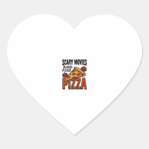 Horror Pizza T-shirt voor fans van griezelfilms_1 Hart Sticker