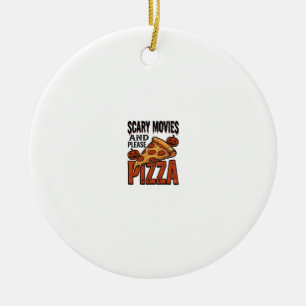 Horror Pizza T-shirt voor fans van griezelfilms_1 Keramisch Ornament