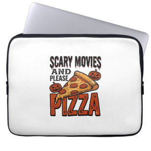 Horror Pizza T-shirt voor fans van griezelfilms_1 Laptop Sleeve