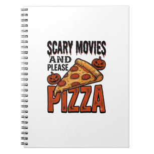 Horror Pizza T-shirt voor fans van griezelfilms_1 Notitieboek