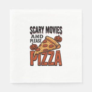 Horror Pizza T-shirt voor fans van griezelfilms_1 Servet