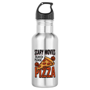 Horror Pizza T-shirt voor fans van griezelfilms_1 Waterfles