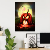 Horror pomkin schreeuwt | AI Art Poster (Thuiskantoor)