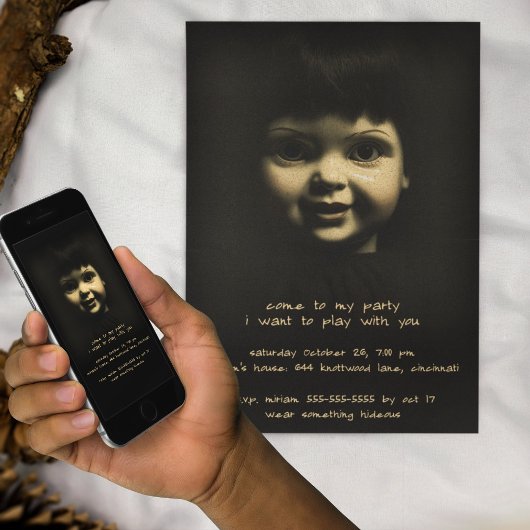 Horror Porseleinen Pop Gothic Halloween Feest Kaart