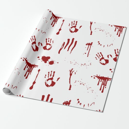 Horror Psycho Bloedige Handprints Bloedspatten Cadeaupapier (Uitgerold)