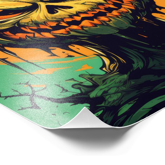 Horror Pumpkin Halloween Foto Afdruk (Hoek)