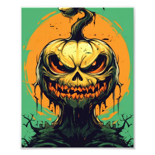 Horror Pumpkin Halloween Foto Afdruk (Voorkant)