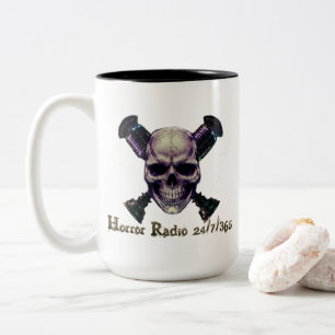Horror Radio MicroCross Schedel 2-tone mok
