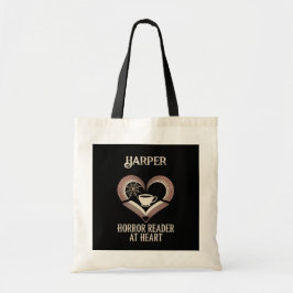 Horror Reader Heart  Boekpagina's met naam Tote Bag