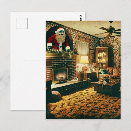 Horror Santa  woonkamer schoorsteen Briefkaart (Voorkant / Achterkant)