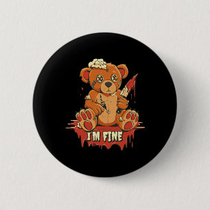 Horror Schattige Vampier Ik ben Fijn Beer Hallowee Ronde Button 5,7 Cm