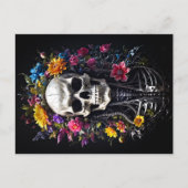 Horror Schedel en skelet met bloemen Briefkaart (Voorkant)