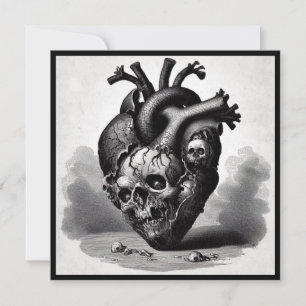  Horror Schedel Hart Valentijn Retro Gothic Kaart