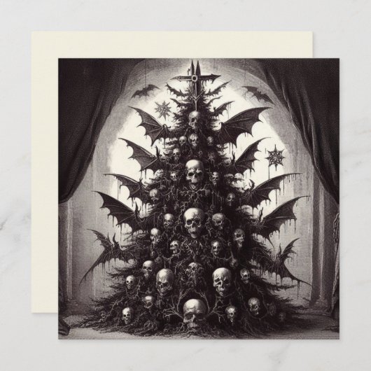 Horror Schedels Kerstboom Goth Kerstmis Feestdagenkaart (Voorkant / Achterkant)