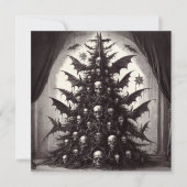 Horror Schedels Kerstboom Goth Kerstmis Feestdagenkaart (Voorkant)