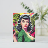  horror Sci-Fi Pulp Girl Briefkaart (Staand voorkant)