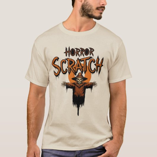 HORROR SCRATCH Spooky Scarecrow Halloween T-shirt (Voorkant)