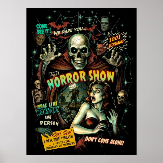 Horror Show Spook Show Poster – Retro Halloween (Voorkant)