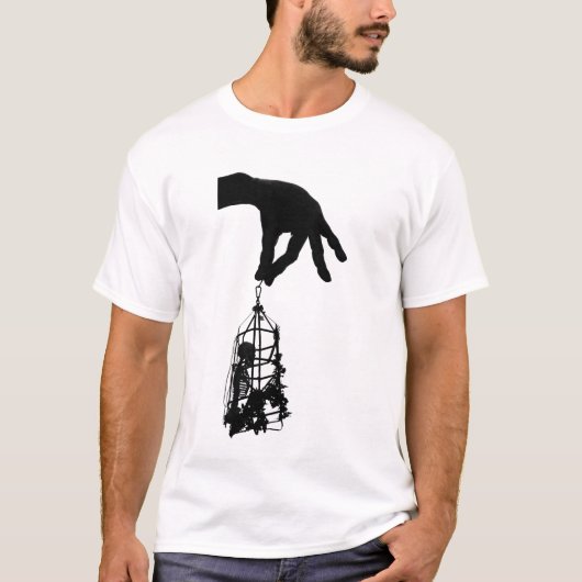 Horror Skeleton Creepy Human Skeleton Cage T-shirt (Voorkant)
