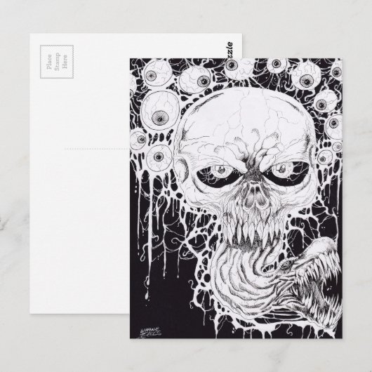 Horror Skull Art Briefkaart (Voorkant / Achterkant)