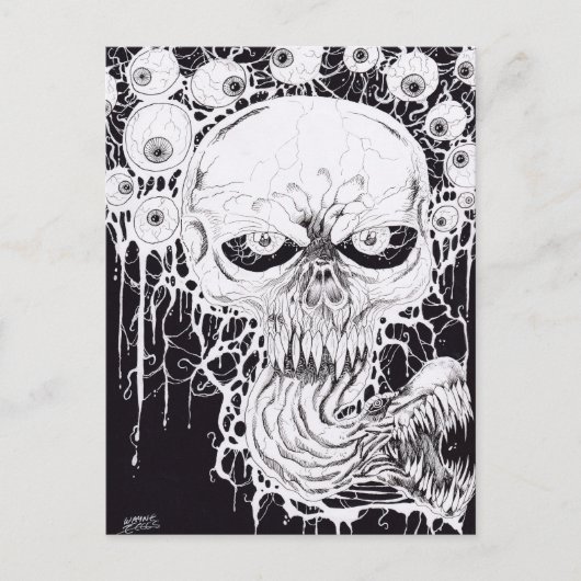 Horror Skull Art Briefkaart (Voorkant)