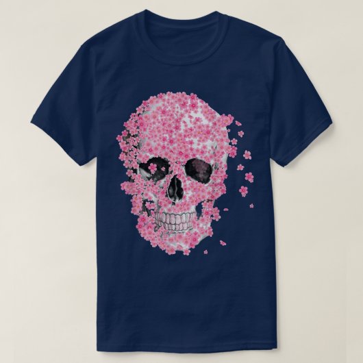 , Horror Skull Cherry Blossom, Japanese Sakura T-shirt (Design voorkant)