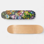 Horror Skull Girl Hart Bloemen Pompoen Skateboard (Horizontaal)