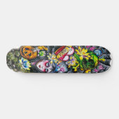 Horror Skull Girl Hart Bloemen Pompoen Skateboard (Horizontaal)