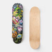 Horror Skull Girl Hart Bloemen Pompoen Skateboard (Voorkant)