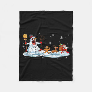 Horror Sneeuwman Kerst Reindeer Peperkoek Kerstman Fleece Deken