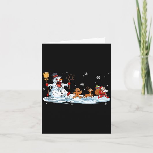 Horror Snowman Christmas Reindeer Gingerbread Sant Kaart (Voorkant)