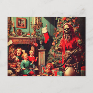 Horror Spooky Kerstmis Retro Familie Portret Briefkaart