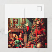 Horror Spooky Kerstmis Retro Familie Portret Briefkaart (Voorkant / Achterkant)