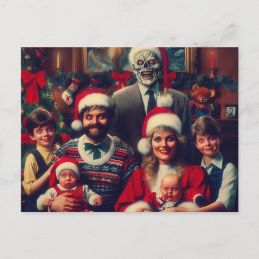 Horror Spooky Kerstmis Retro Familie Portret Briefkaart (Voorkant)