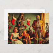 Horror Spooky Kerstmis Retro Familie Portret Briefkaart (Voorkant / Achterkant)