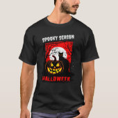 Horror: Spooky Pumpkin & Cat Halloween T-shirt (Voorkant)