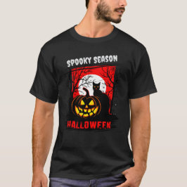  Horror: Spooky Pumpkin & Cat Halloween T-shirt