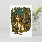 Horror Spooky Skeleton Dog Aesthetic Kaart (Staand voorkant)