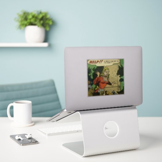 Horror strips | Goudstripboeken Sticker (Laptop op bureau)