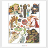 horror strips monsters wezens collage kunst sticker (Vel)