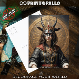 Horror Succubus Queen op troon briefkaart