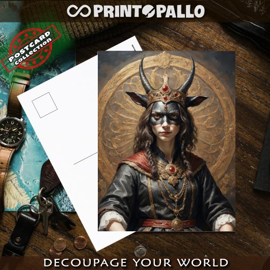 Horror Succubus Queen op troon briefkaart