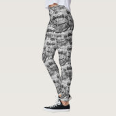 Horror tanden zwart-wit patroon leggings (Links)