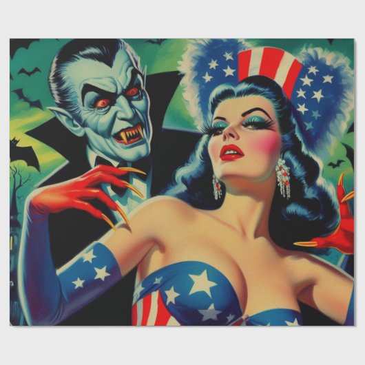  horror vampier meisje cadeaupapier (Vlak)