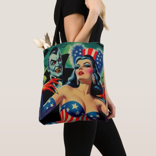  horror vampier meisje tote bag (Dichtbij)