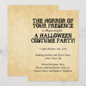 Horror van je aanwezigheid. Halloween Party. Kaart (Voorkant / Achterkant)