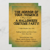 Horror van je aanwezigheid. Halloween Party. Kaart (Voorkant / Achterkant)