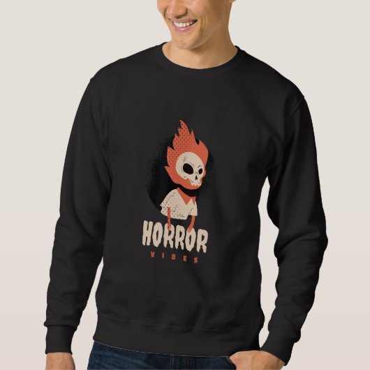 Horror Vibes vlammende schedel Trui (Voorkant)