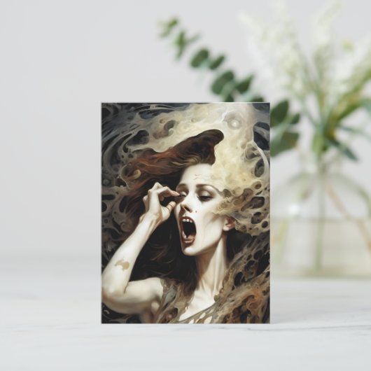 Horror Vrouw schreeuwt Briefkaart (Staand voorkant)